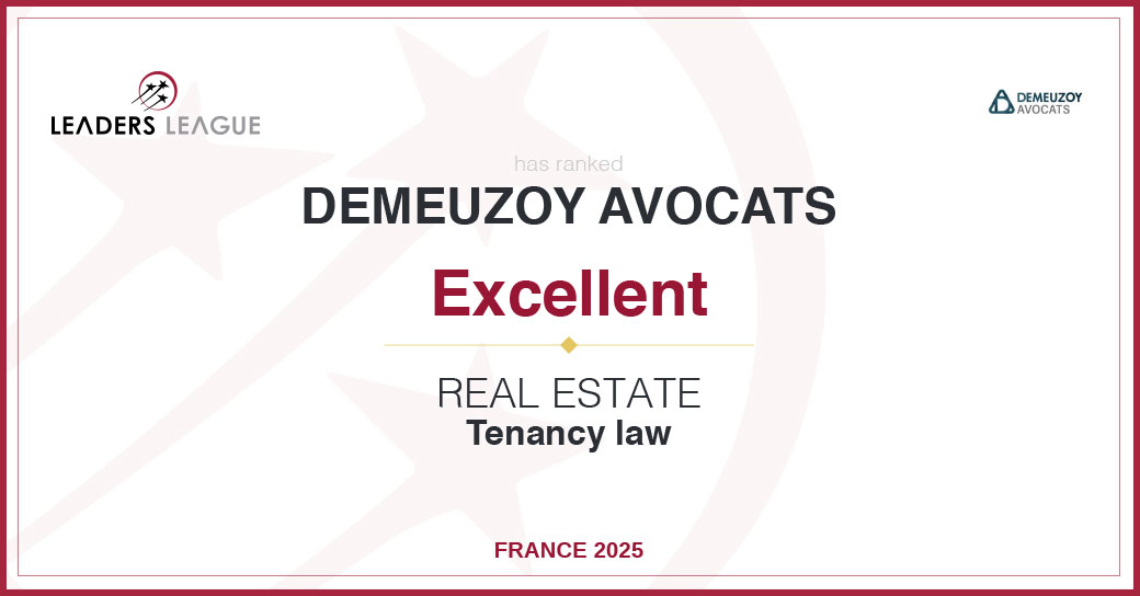 Label 2025 : Classé 'EXCELLENT' en droit des baux au classement 'Leaders League' Label 2025 : Classé 'EXCELLENT' en droit des baux au classement 'Leaders League'